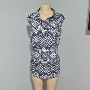 Lularoe Roxanne large Snap Buttons Tank Top Black and White Size 3XL